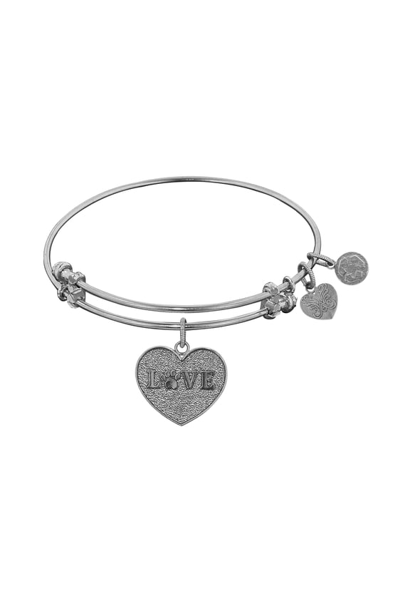 Angelica Collection Non-antique White Stipple Finish Brass love W/ Paw Expandable Bangle