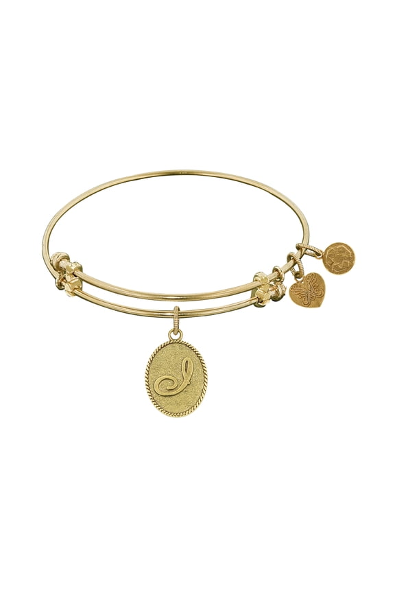 Angelica Collection Non-antique Yellow Stipple Finish Brass Initial i Expandable Bangle