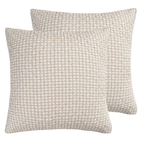 - Angelica - Euro Sham Set of Two - (26x26in.), No Insert -Sophisticated Lattice Pattern - Taupe