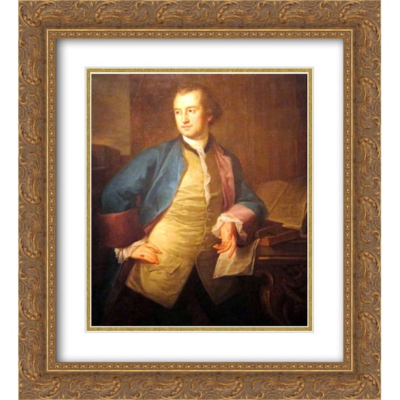 Angelica Kauffman 2x Matted 20x22 Gold Ornate Framed Art Print 'A portrait of John Morgan'