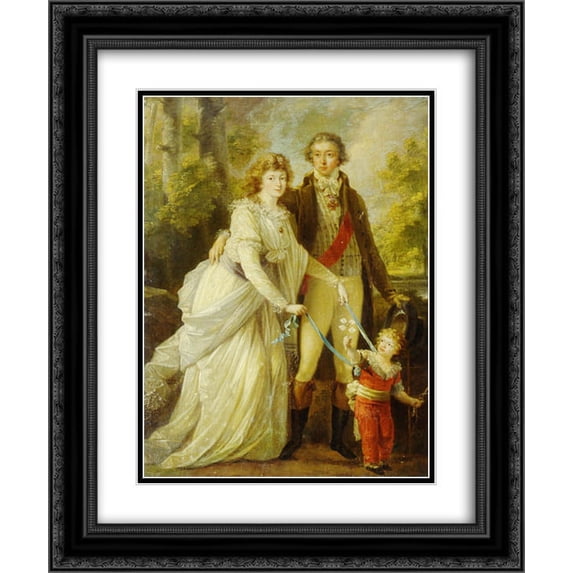 Angelica Kauffman 2x Matted 20x24 Black Ornate Framed Art Print 'Count Nikolai Tolstoy with his wife Anna Ivanovna and their son Alexander'