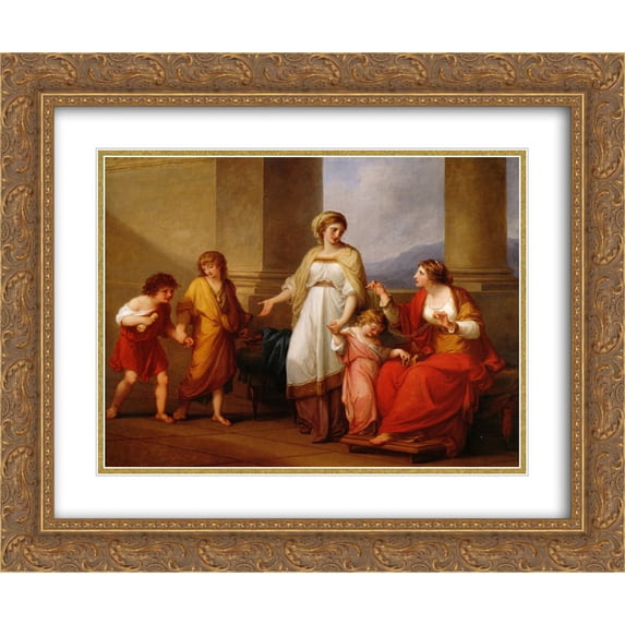 Angelica Kauffman 2x Matted 24x20 Gold Ornate Framed Art Print 'Cornelia Africana'