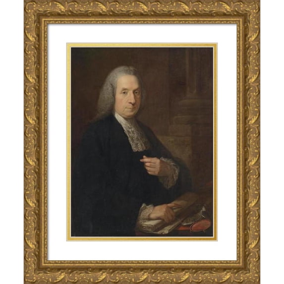 Angelica Kauffmann 12x14 Gold Ornate Wood Frame and Double Matted Museum Art Print Titled - Portrait of the Irish Lawyer and Politician Philip Tisdall (1770s)