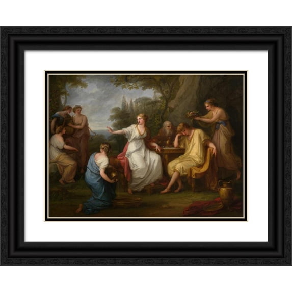 Angelica Kauffmann 18x14 Black Ornate Wood Framed Double Matted Museum Art Print Titled - The Sorrow of Telemachus (1783)