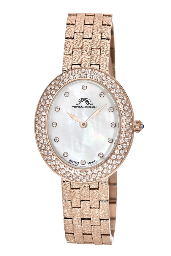 Angelica Oval Topaz Stainless Steel Rose Tone Women's Watch 1342CANS