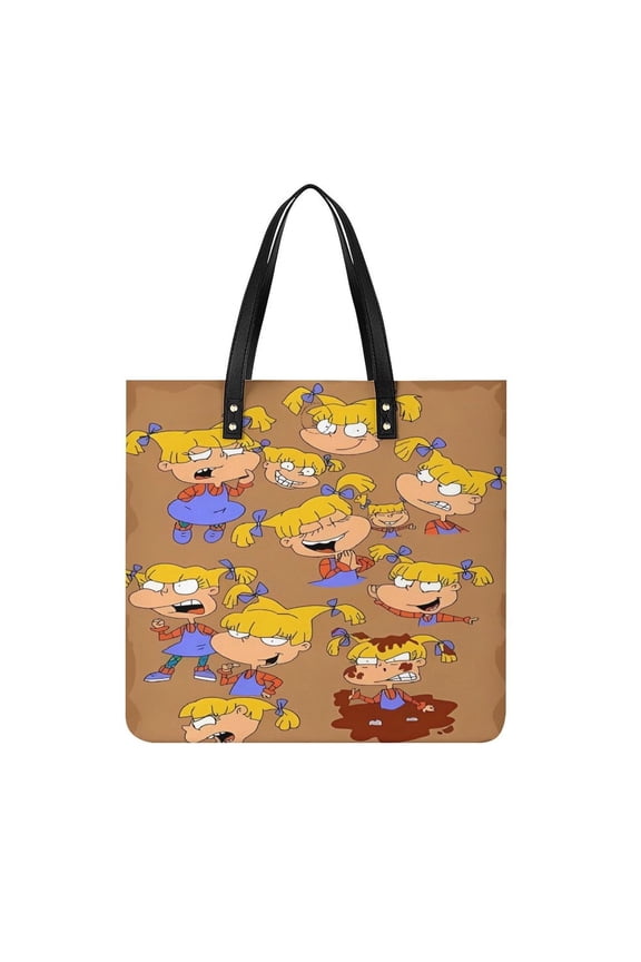 Angelica-Pickles Handbag, Casual PU Leather Tote Bag, Shoulder Handbags with Top Magnetic Snap Closure For Girl Ladies Women Travel Shopping