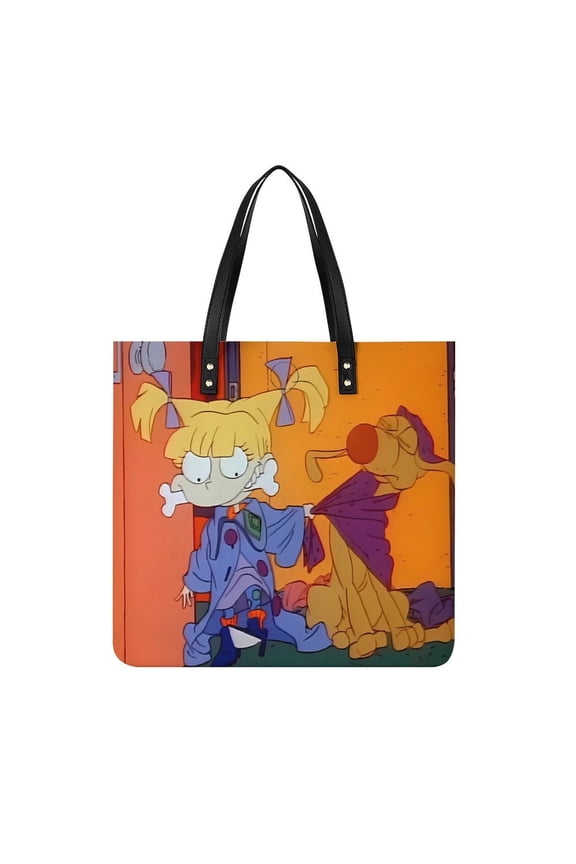 Angelica-Pickles Handbag, Casual PU Leather Tote Bag, Shoulder Handbags with Top Magnetic Snap Closure For Girl Ladies Women Travel Shopping