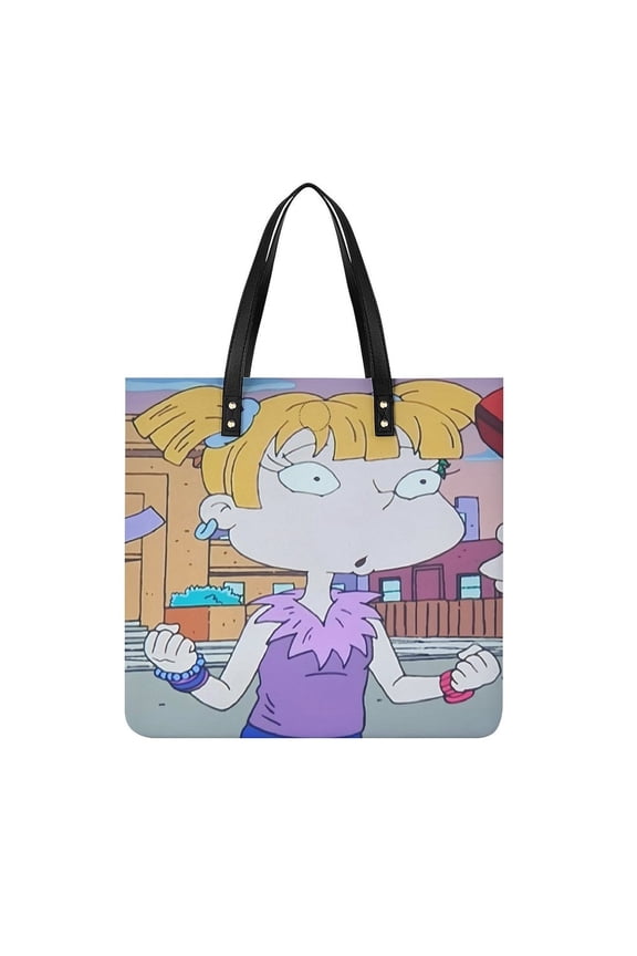 Angelica-Pickles Handbag, Casual PU Leather Tote Bag, Shoulder Handbags with Top Magnetic Snap Closure For Girl Ladies Women Travel Shopping