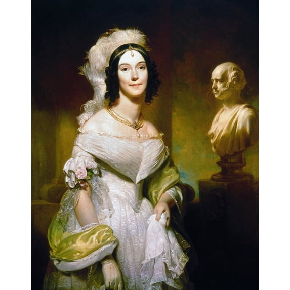 Angelica S. Van BurenN(C1820-1878). Daughter-In-Law Of Martin Van Buren. Oil On Canvas 1842 By Henry Inman. Print by