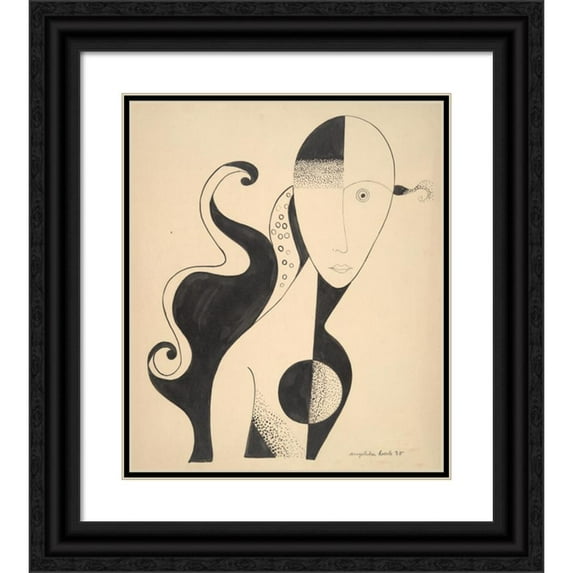 Angelika Hoerle 15x17 Black Ornate Wood Framed Double Matted Museum Art Print Titled - Female Bust (1920)