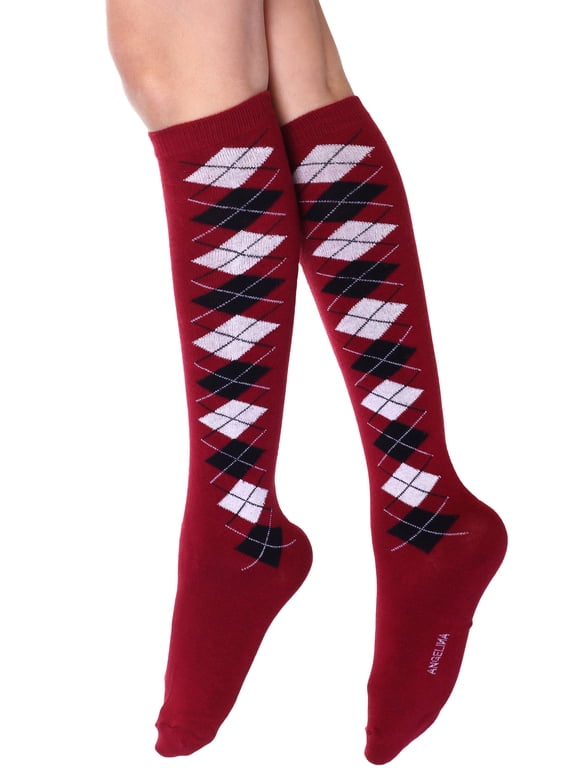 Argyle Knit Pattern Knee-High Socks (3-Pairs)