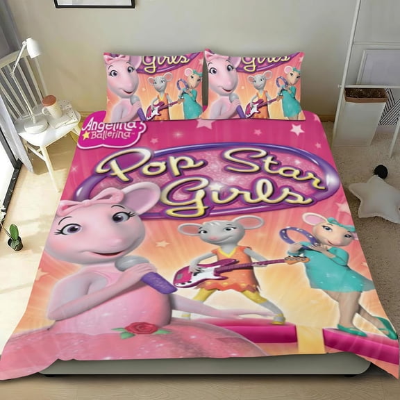 Angelina Ballerina-themed Bed Sheet Set Three Piece Set Comfortable And Skin Friendly Unique Design Home Decor Gifts For Family Friends fans36x75Inches90cm*190cm