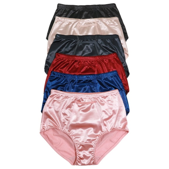 Angelina Classic High-Waist Satin Briefs with Pocket (6-Pack)