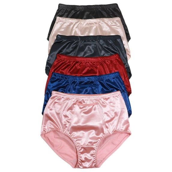 Angelina Classic High-Waist Satin Briefs with Pocket (6-Pack)