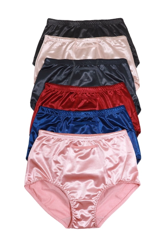 Classic High-Waist Satin Briefs with Pocket (6-Pack)