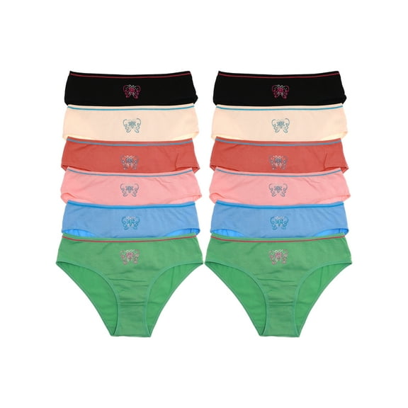 Angelina Women's Cotton Bikini Panties with Butterfly Rhinestone (12-Pack)