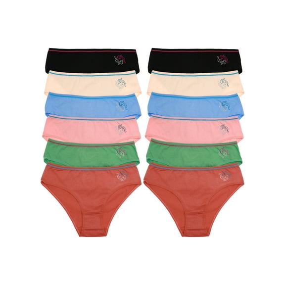 Angelina Women's Cotton Bikini Panties with Rhinestone Detail (12-Pack)