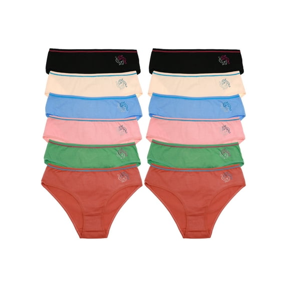 Angelina Women's Cotton Bikini Panties with Rhinestone Detail (12-Pack)