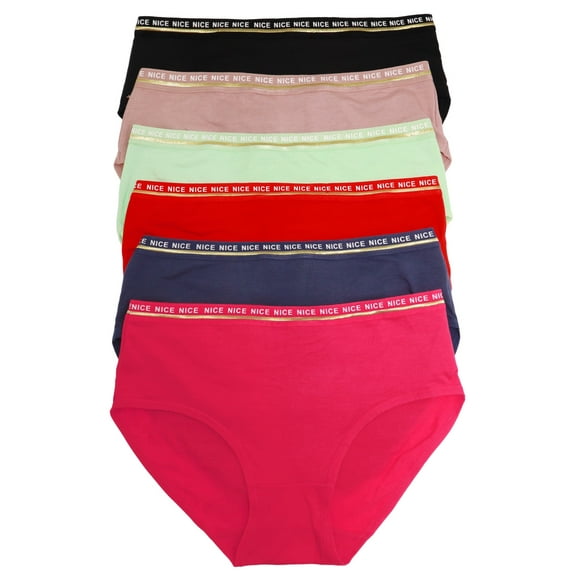 Angelina Cotton Hiphugger Panties with Elastic Waistband (6-Pack)
