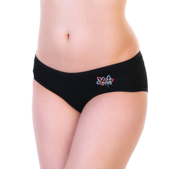 Angelina Cotton Hiphugger Panties with Embroidered Leaf Design (12-Pack)