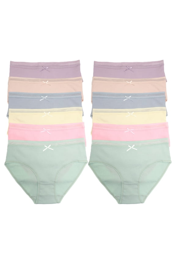 Cotton Ribbed Knit Hiphugger Panties (12-Pack)
