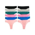 thumbnail image 1 of Angelina Women's Cotton Thong Panties with Lace Waist (12-Pack), 1 of 6