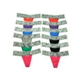 thumbnail image 1 of Angelina Cotton Zebra Print Lace Waistband Thongs (12-Pack), 1 of 2
