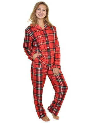 Joyspun Women’s Cotton Blend Notch Collar Top and Pants Pajama Set,  2-Piece, Sizes S to 4X