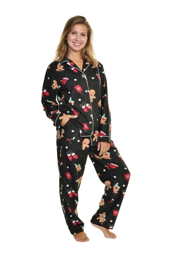 Cozy Fleece Notch Collar Pajama Set with Pockets (1-Pack)