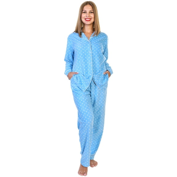 Angelina Cozy Fleece Notch Collar Pajama Set with Pockets (1-Pack)