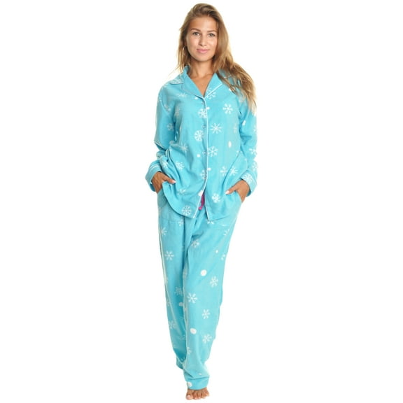 Angelina Cozy Fleece Notch Collar Pajama Set with Pockets (1-Pack)