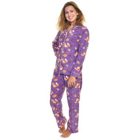 Angelina Cozy Fleece Notch Collar Pajama Set with Pockets (1-Pack)