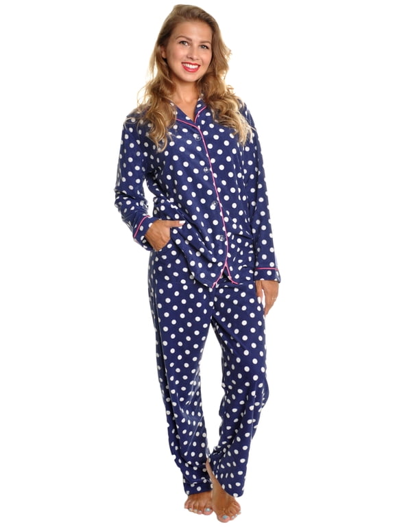 Cozy Fleece Notch Collar Pajama Set with Pockets (1-Pack)