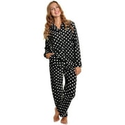ANGELINA Cozy Fleece Notch Collar Pajama Set with Pockets