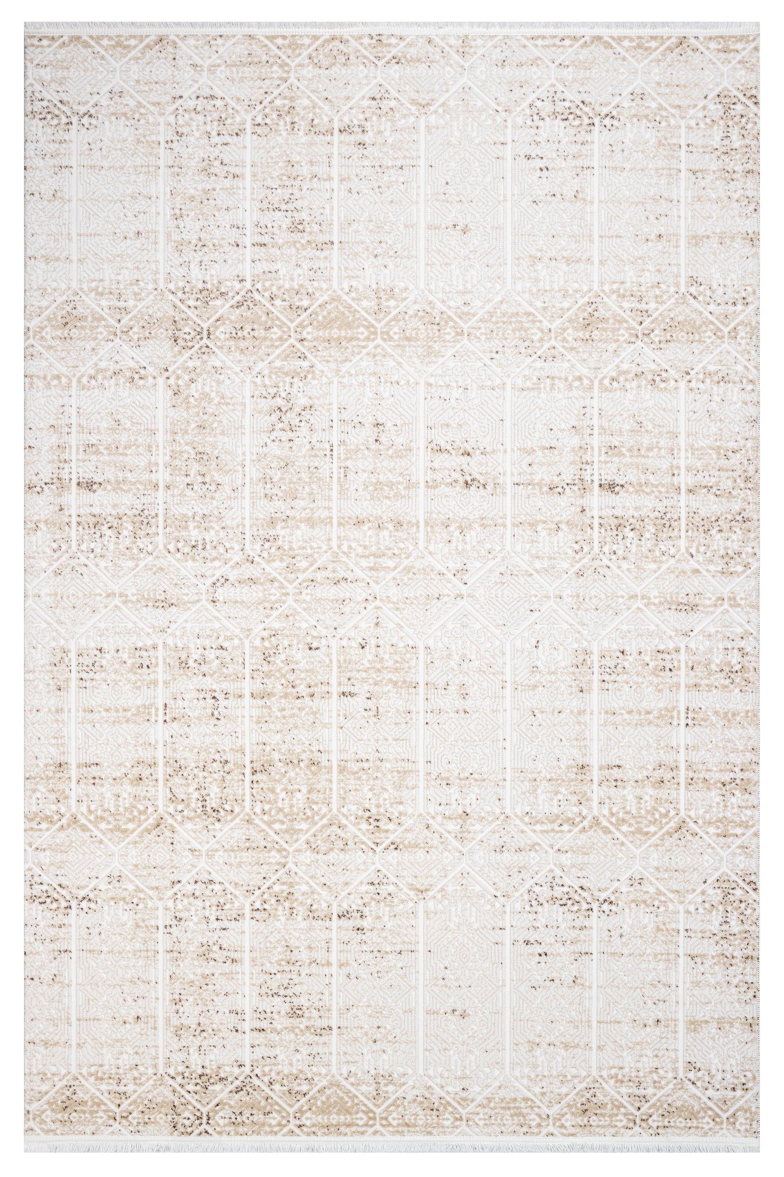 Angelina Cream Geometric Acrylic Area Rugs for Living Room Jacquard ...