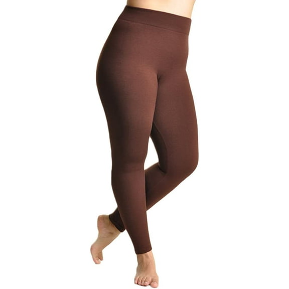 Angelina Fleece Lined Leggings Queen Size Coffee