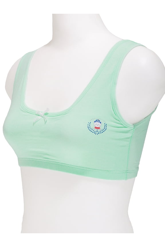 Girl's Wire-free Cotton Training Bra with Bear Print Detail (6-Pack)