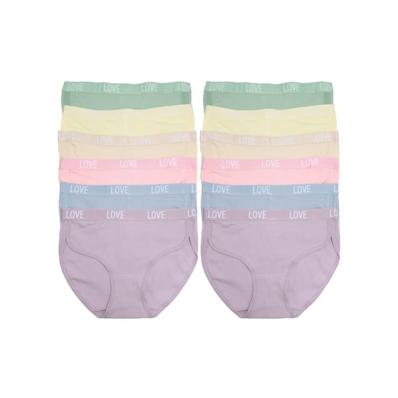 Angelina High-Cut Hiphugger Panties with Love Elastic Waitband (12-Pack)