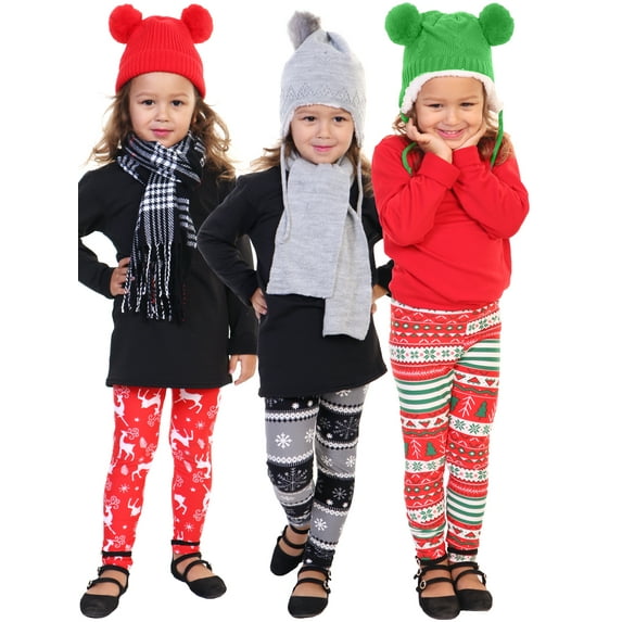 Angelina Kid's Holiday Print Leggings (3-Pack)