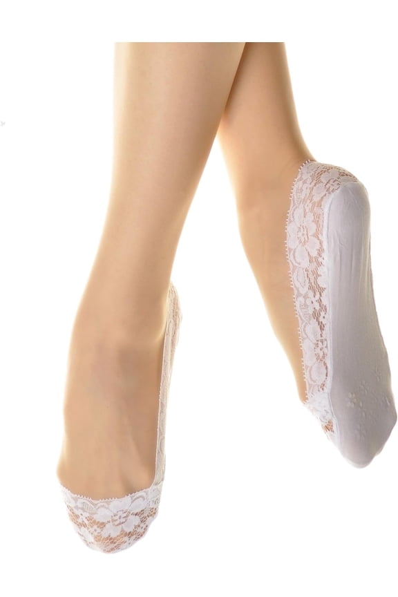 Lace Liner Sock w/ Silicone Edge and Cotton Non-Skid Bottom (6-Pairs)