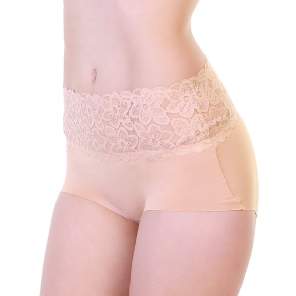 Angelina Laser Cut High-Rise Briefs with Lace Front Waistband Detail (6-Pack)