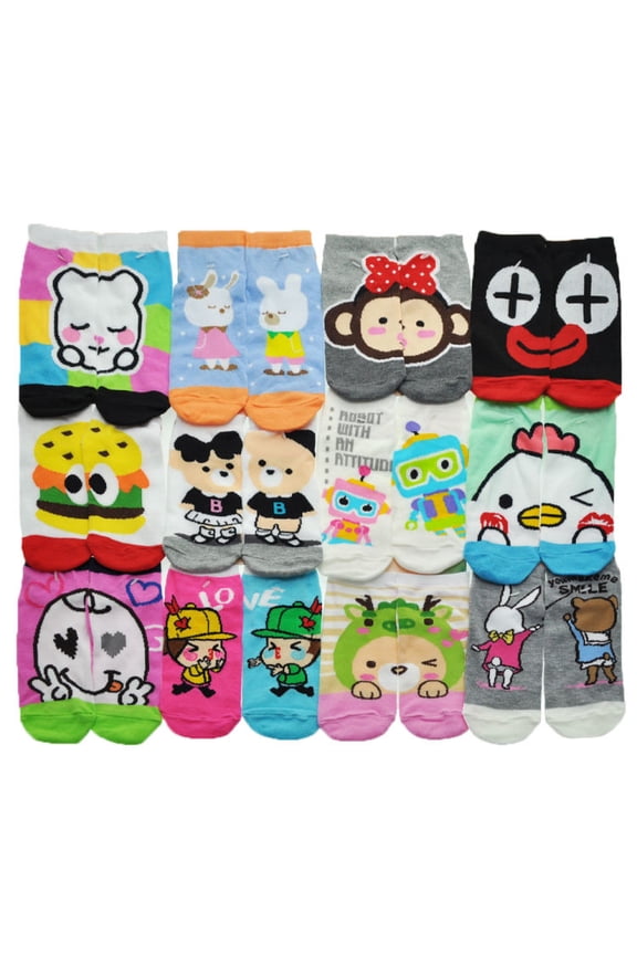 Low Cut Socks with Matching Friend or Buddy Set Design (12-Pairs)