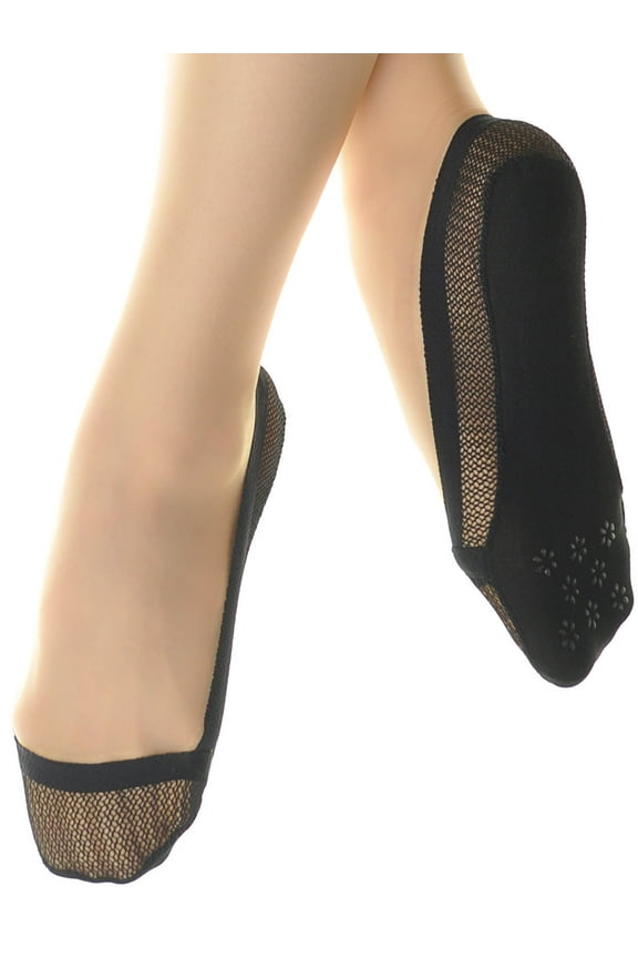 Mesh No-Show Liner Sock w/ Non-Skid Bottom and Heel (6-Pairs)