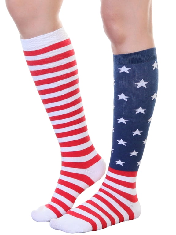 Patriotic USA Flag Knee-High Socks (3-Pairs)
