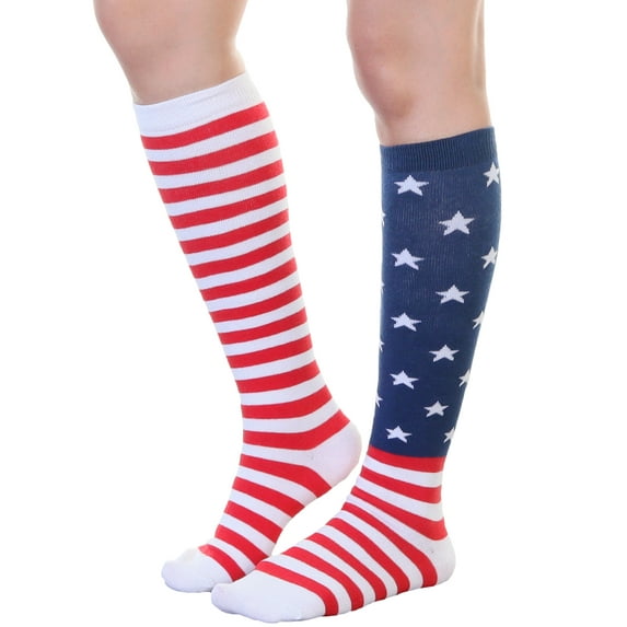 Angelina Patriotic USA Flag Knee-High Socks (3-Pairs)