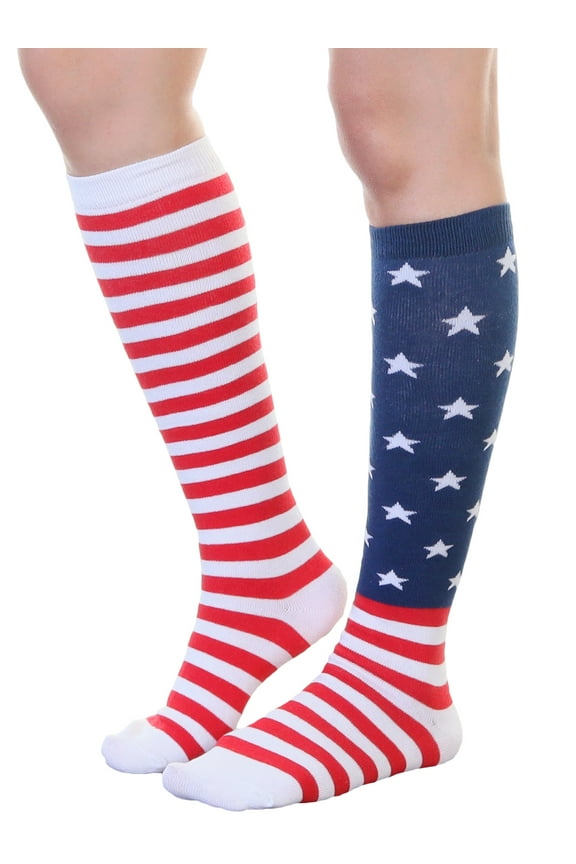 Patriotic USA Flag Knee-High Socks (3-Pairs)