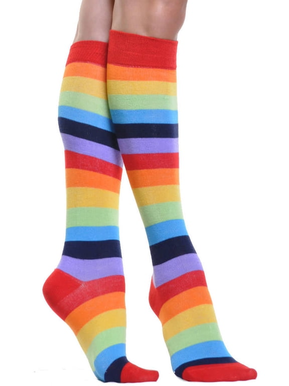 Rainbow Striped Knee-High Socks (1 or 6 Pack)