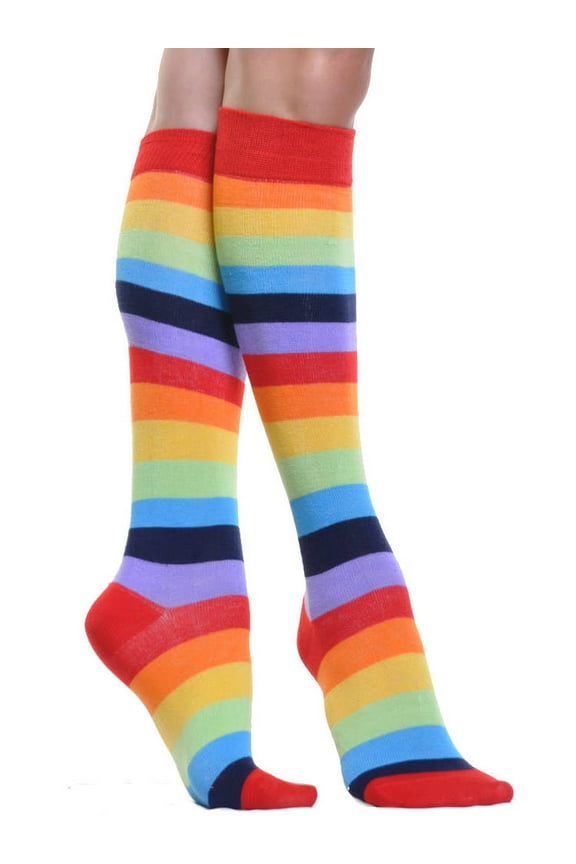 Rainbow Striped Knee-High Socks (1 or 6 Pack)
