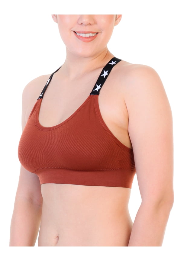 Seamless Bralette with Star Pattern Elastic Straps (6-Pack)