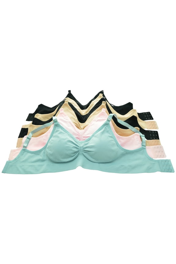 Women's Seamless Nursing Bras with Ruched Cups (6-Pack)